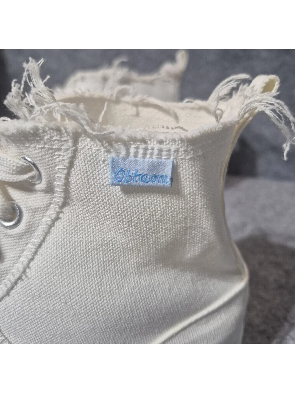 Obtaom Women's Canvas Lace Up High Top Sneaker Size 8 White
